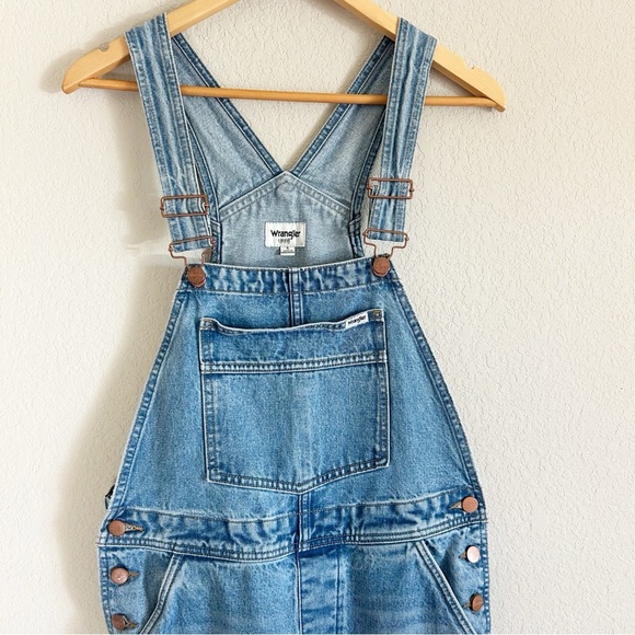 WRANGLER Classic Wide Leg Denim Overalls 70's Retro Size S - Picture 4 of 16